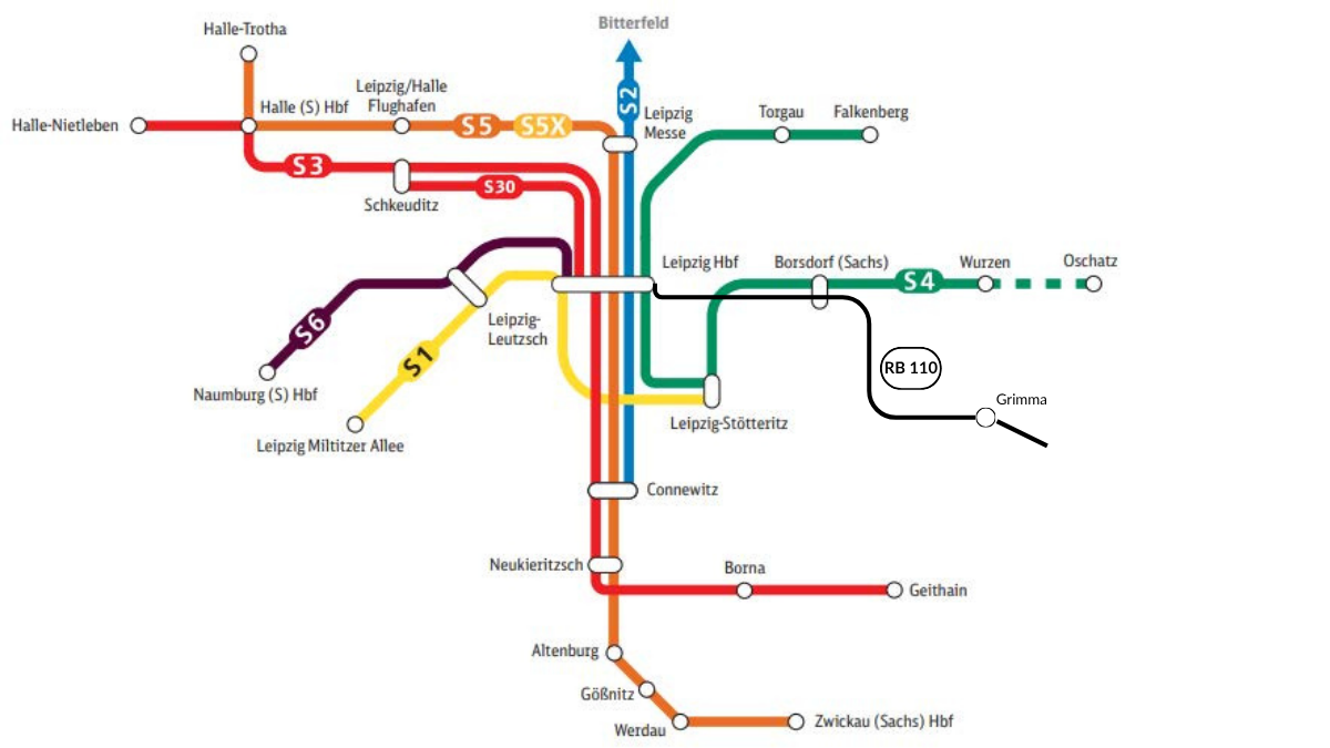 Skizze der S-Bahnen im Großraum Leipzig, neu ab 14.12.2025